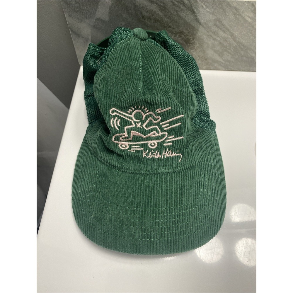 Keith Haring X Hat Cap Snapback Green Corduroy Mesh‎ Back Mad Engine Skater